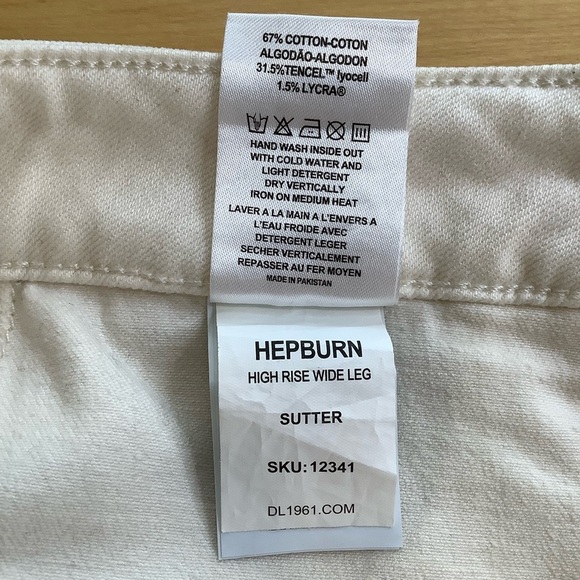 DL1961 Cream Hepburn Wide Leg High Rise Jeans Size 25 - Picture 12 of 16